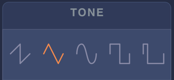 Diffusia drone synth Tone section with the triangle waveform selected